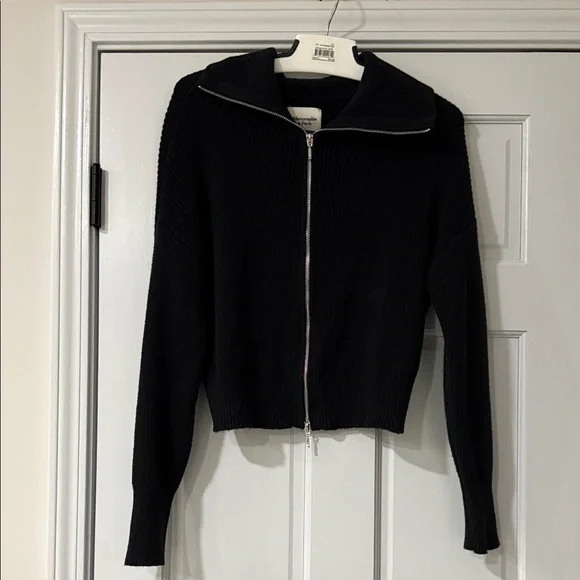 Abercrombie & Fitch A&F Double Zip Cardigan - Black size S - Picture 2 of 9